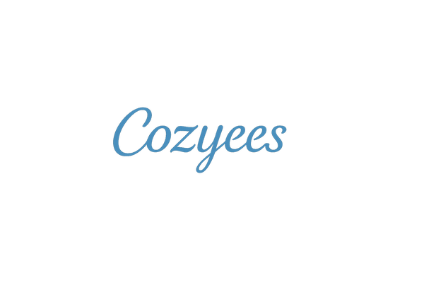 Cozyees logo in blue on a white background