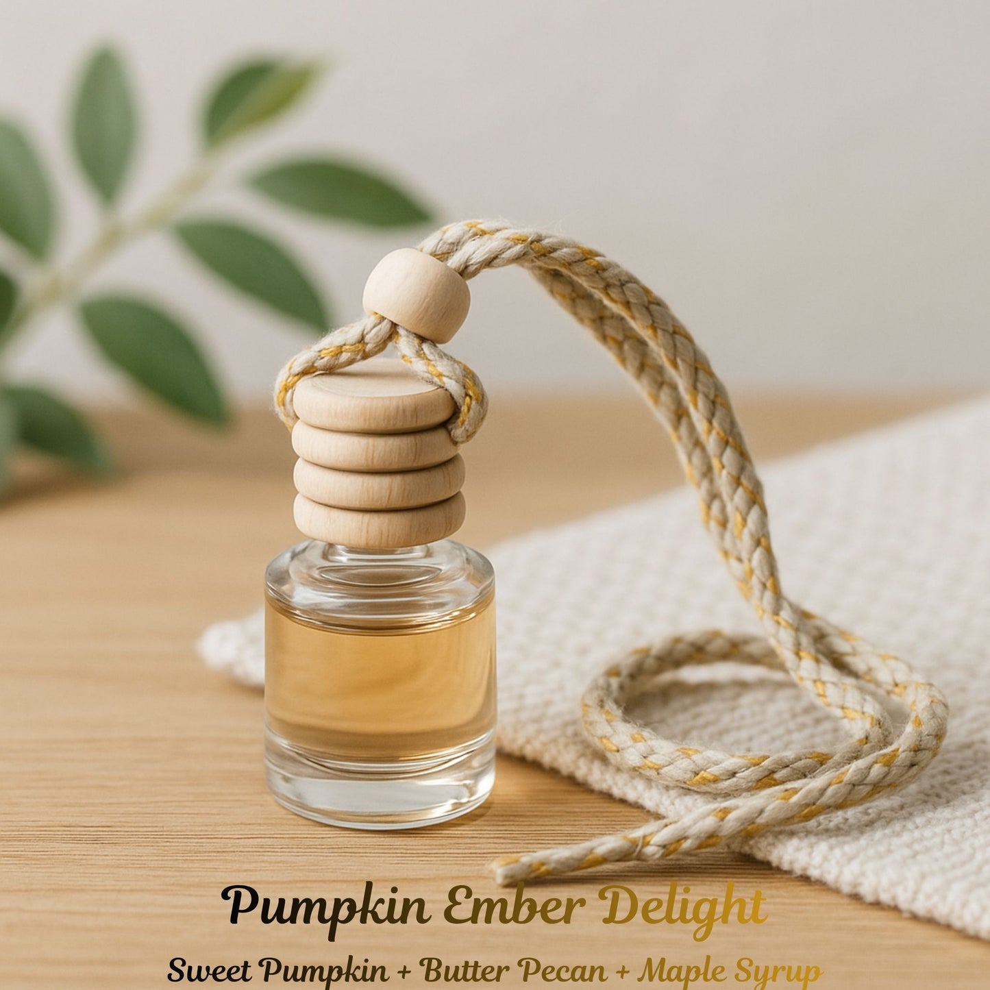 Cozyees glass diffuser on table with pumpkin scent text